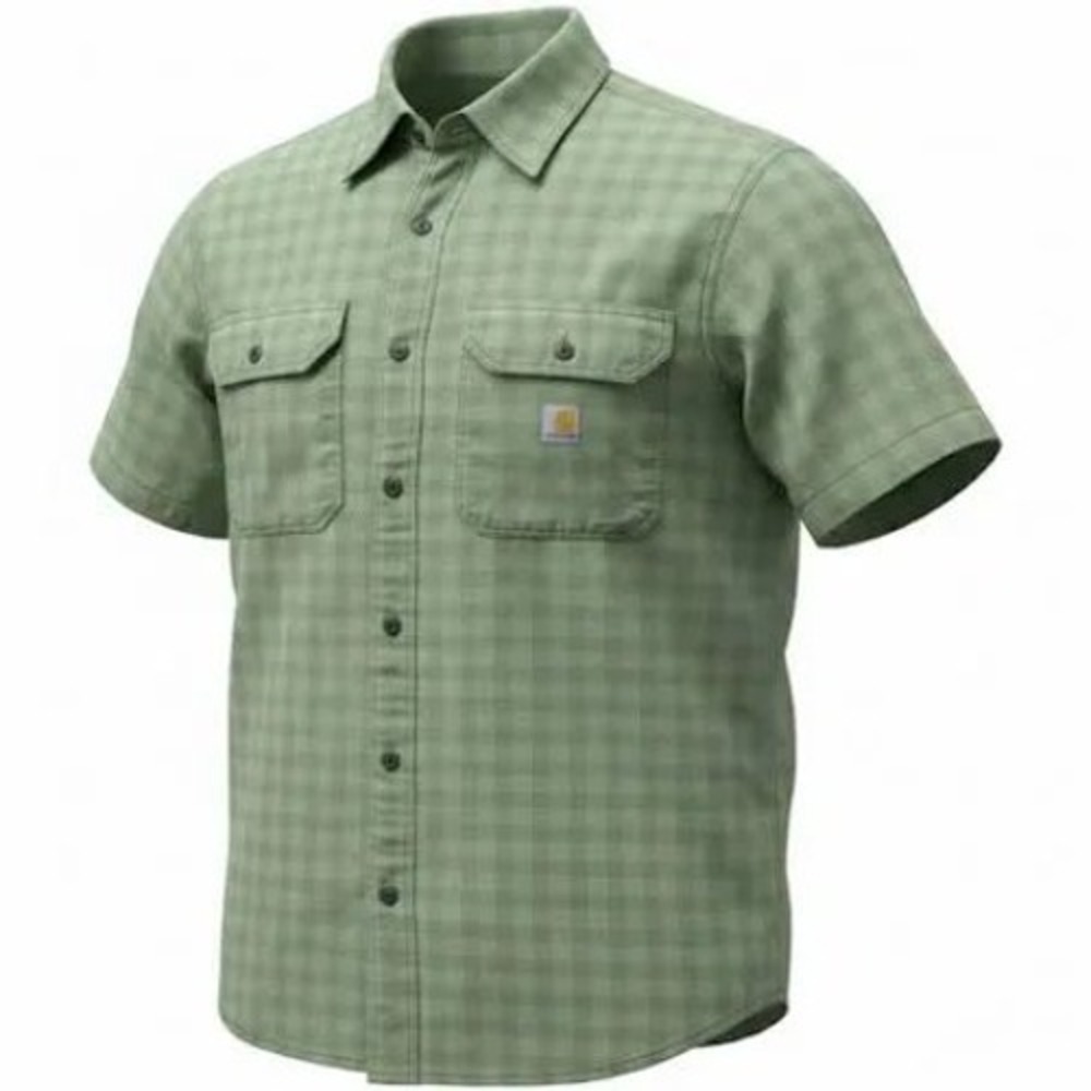 Carhartt Mens Loose Fit Short Sleeve Plaid Button Down Shirt Green Small NWT